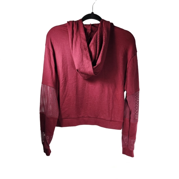 *PINK* Burgandy Oversized Crop Top With Long Sleeves - Picture 7 of 9